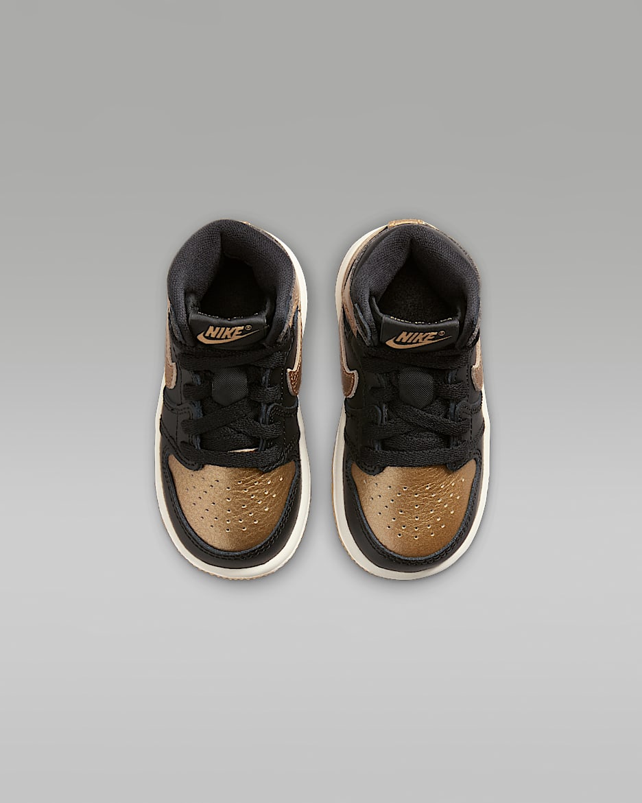 Jordan 1 Retro High OG Black and Gold Baby Toddler Shoes. Nike